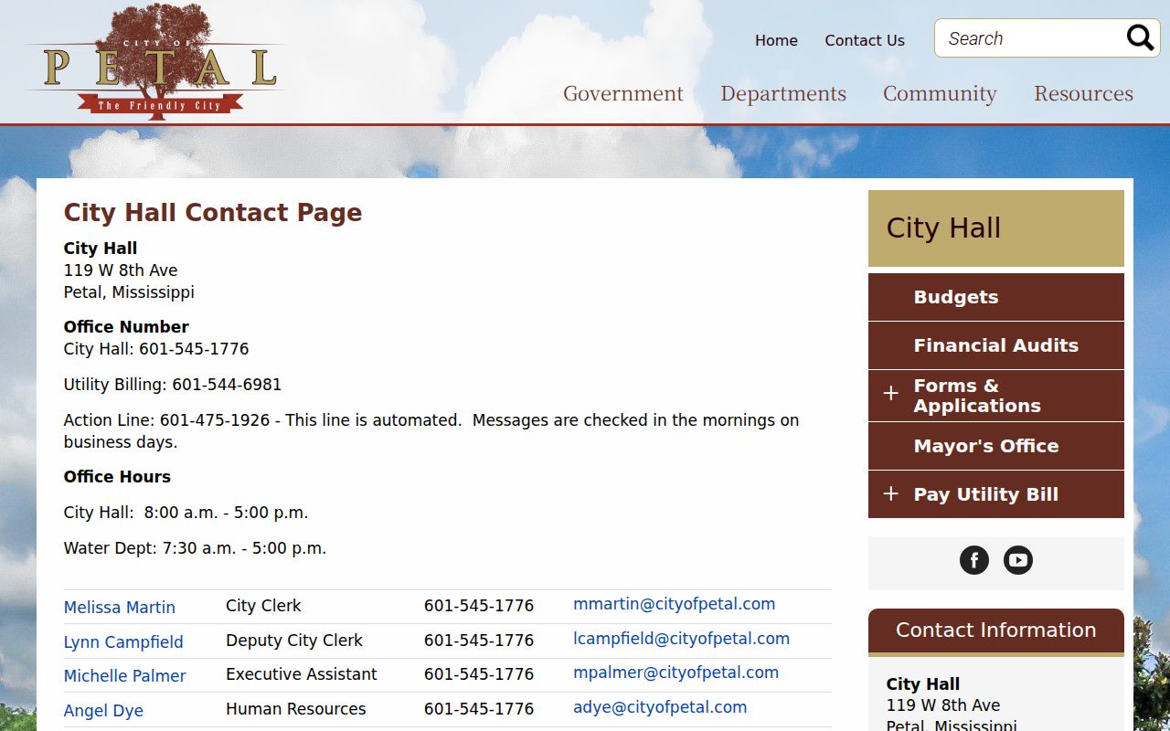 Forrest County court dates Petal City Hall contact information