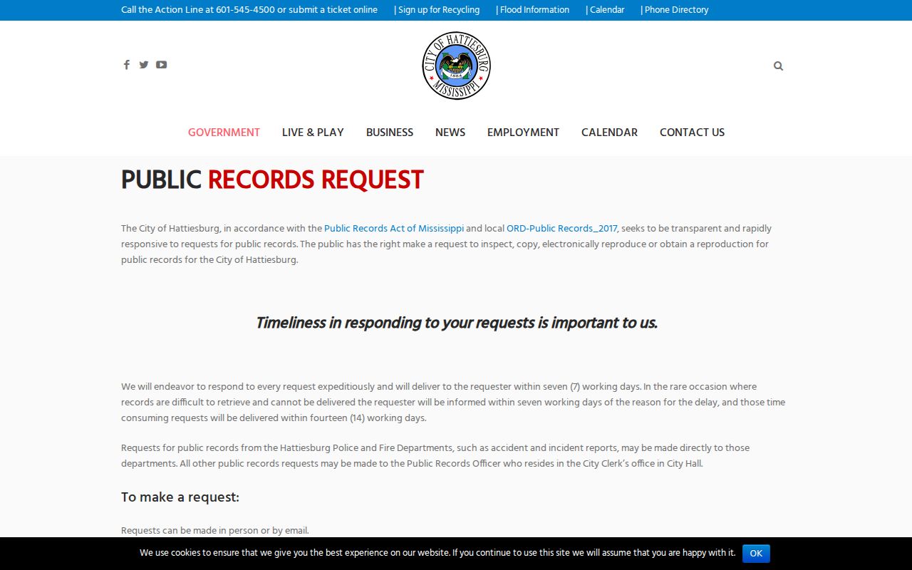 Forrest County court records Hattiesburg public records request information
