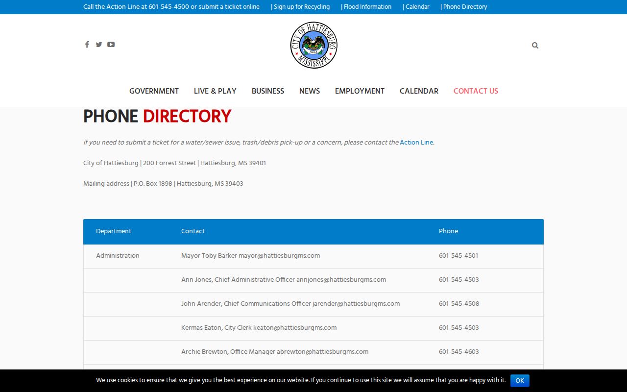 Hattiesburg court docket and police records phone-directory access