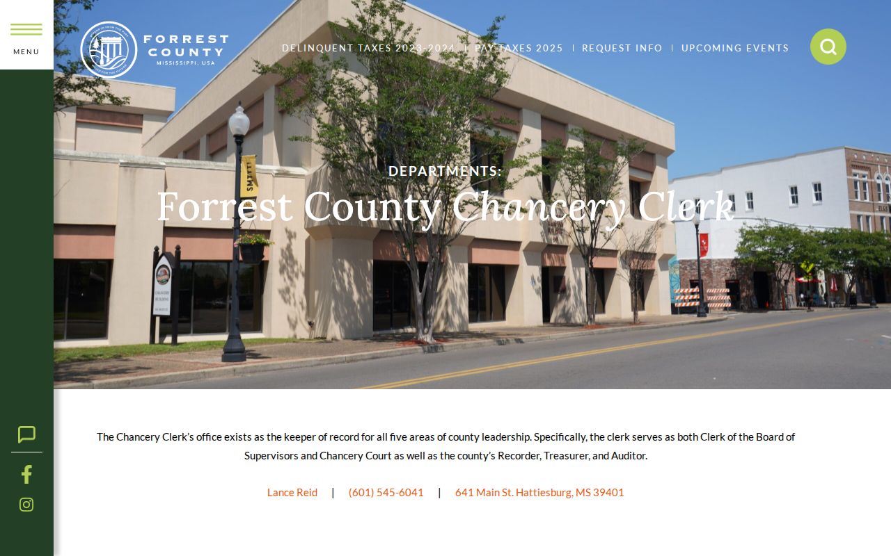 Forrest County court docket Chancery Clerk records office