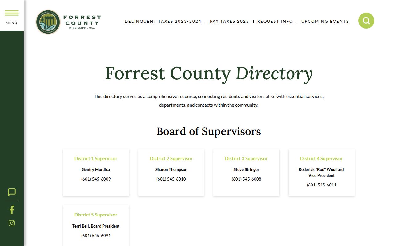 Forrest County court docket court office directory