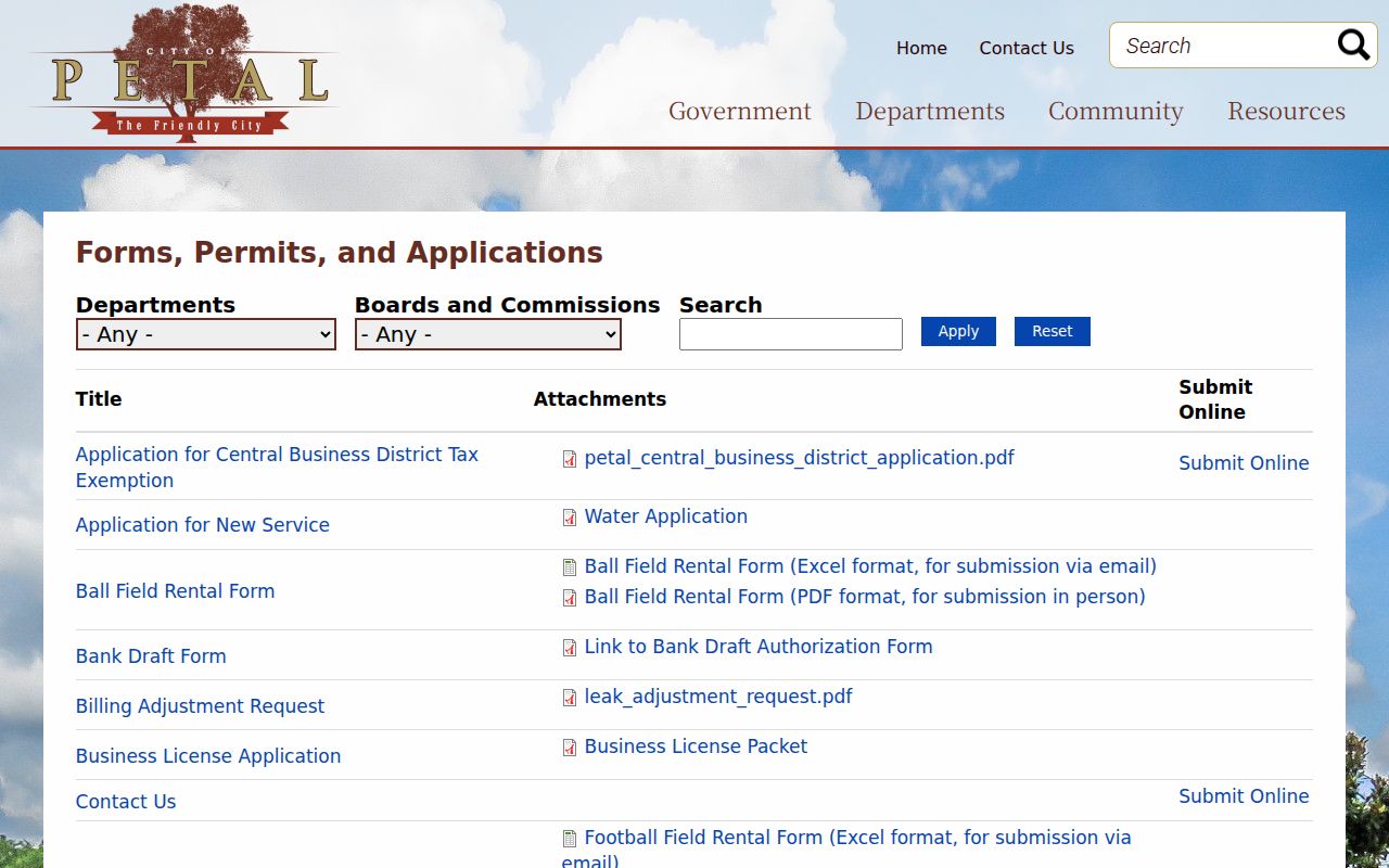 Petal court docket public records forms and municipal access